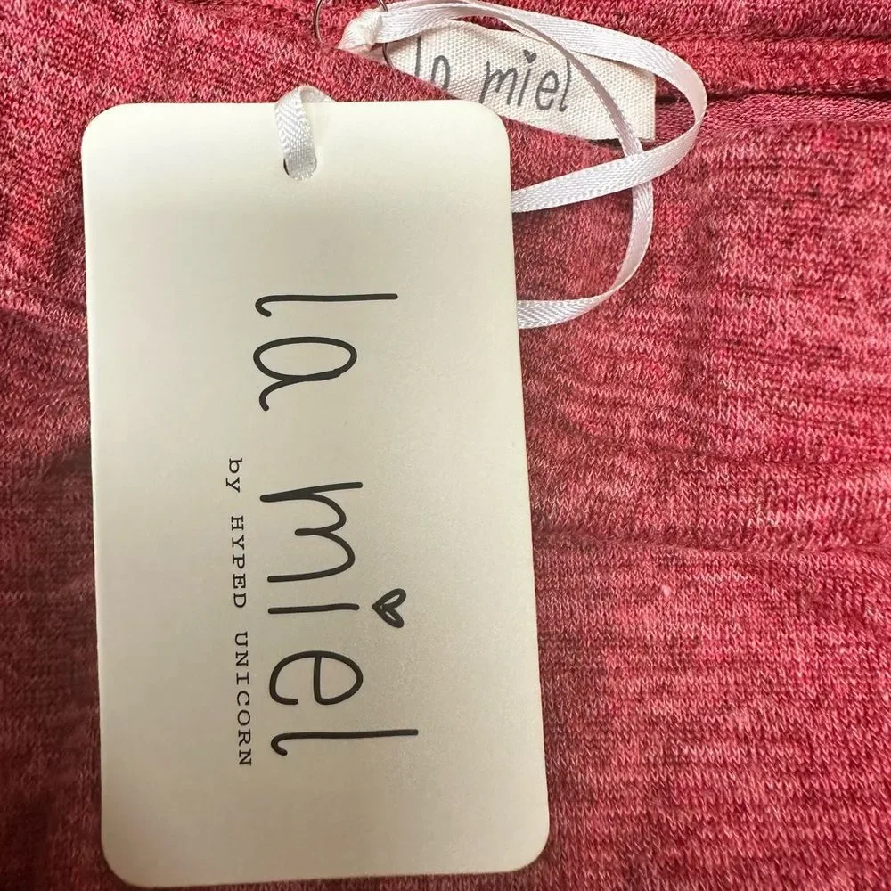 La Miel heathered crimson off the shoulder bell sleeves top